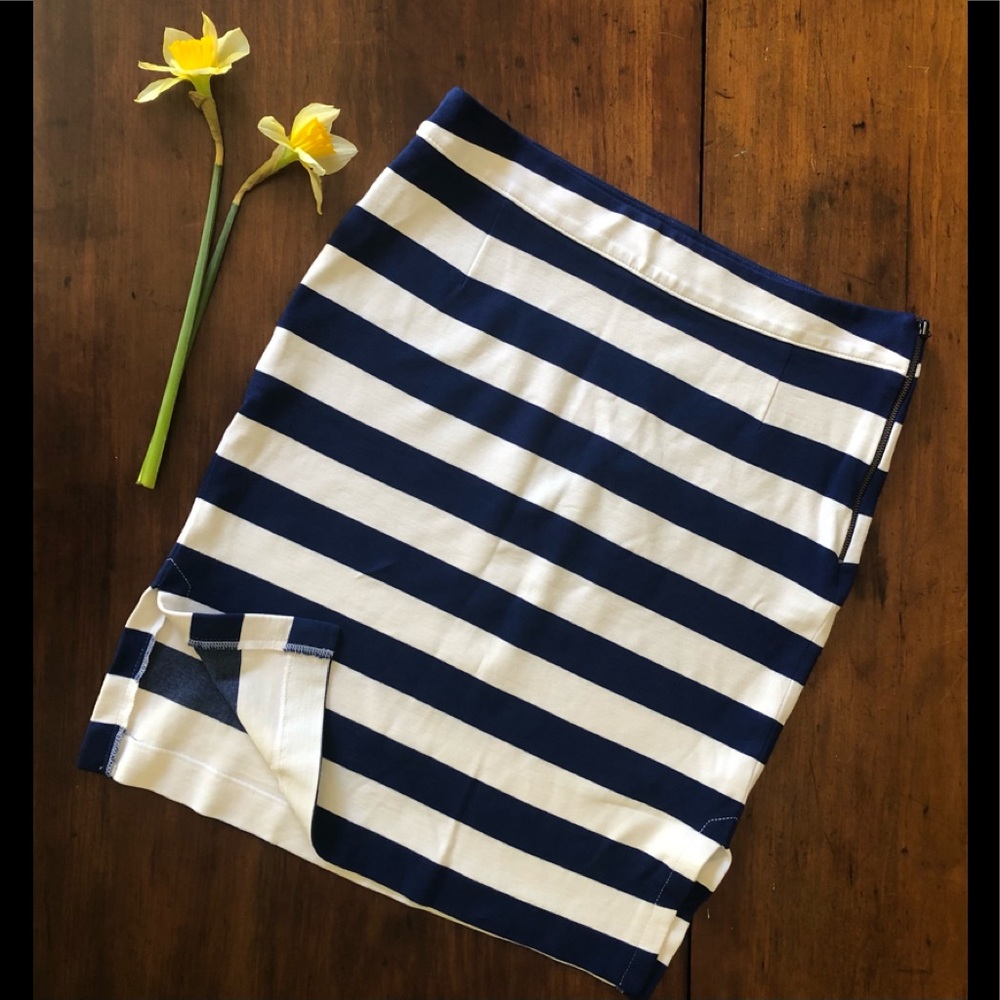 Banana Republic Stretch Blue & White Stripe Skirt